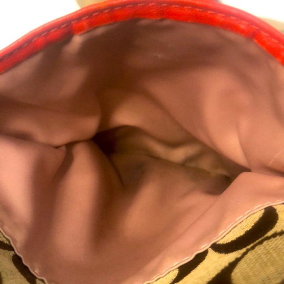 Coach Legacy Signature Swingpack messenger bag adjustable strap brown & Red - Picture 8 of 15